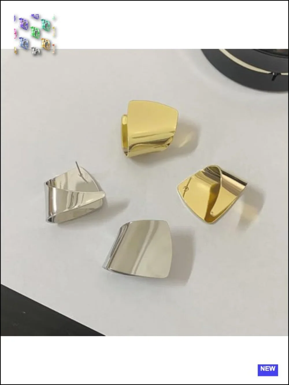 Abstract Geometric Statement Stud Earrings Hypoallergenic Brass